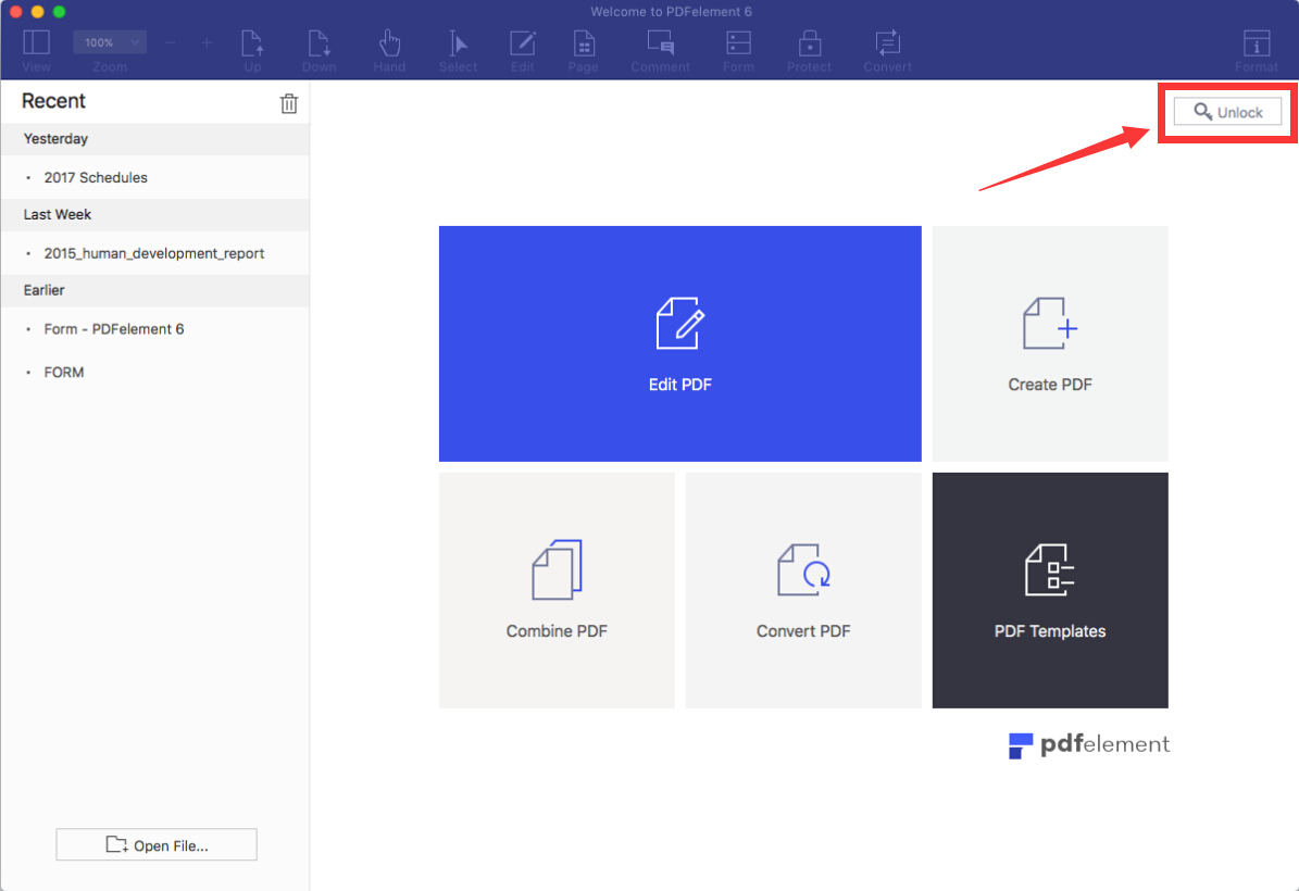 unlock to use pdfelement for mac